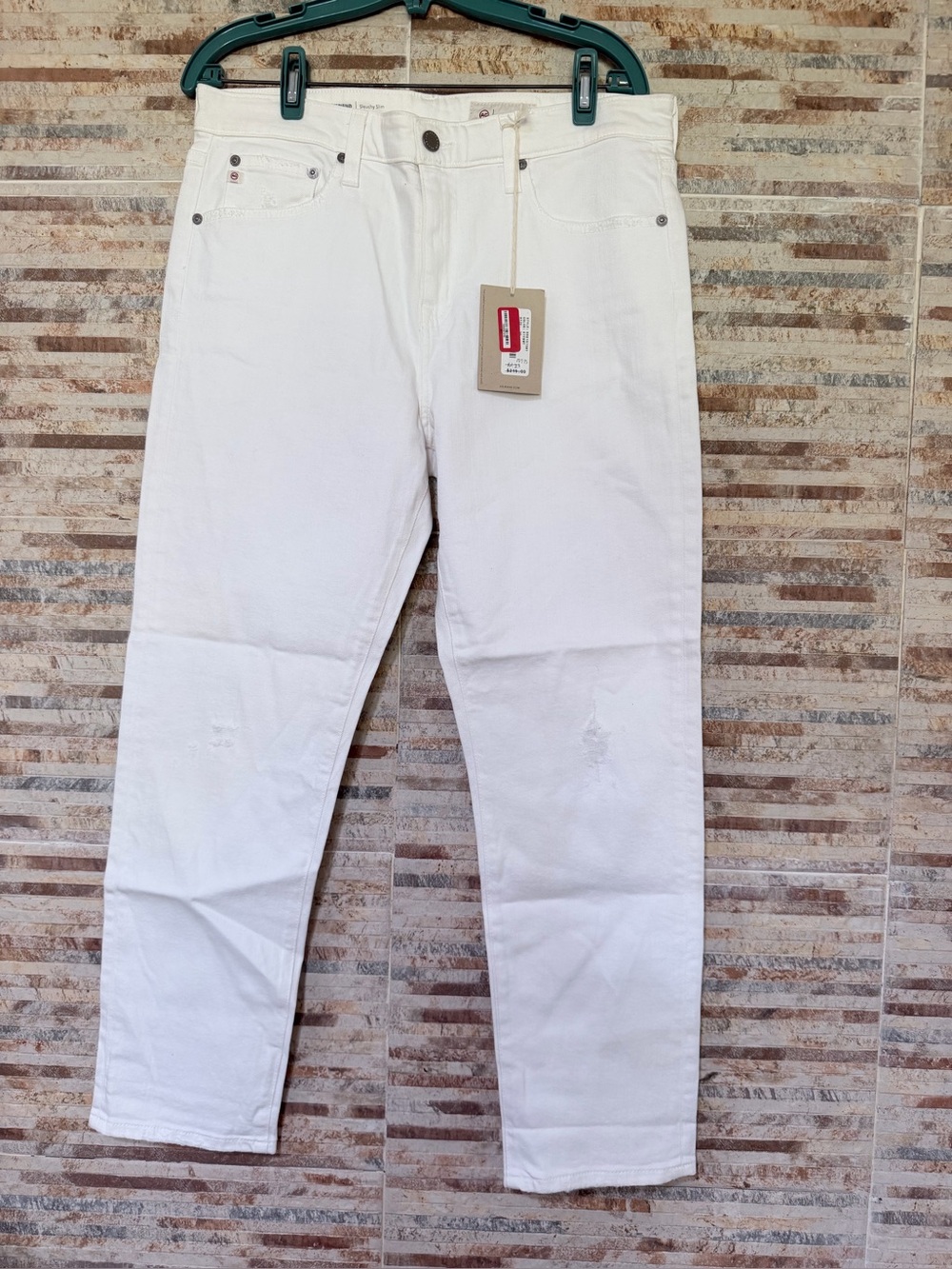 AG Adriano Goldschmied Women's White Boyfriend Jeans